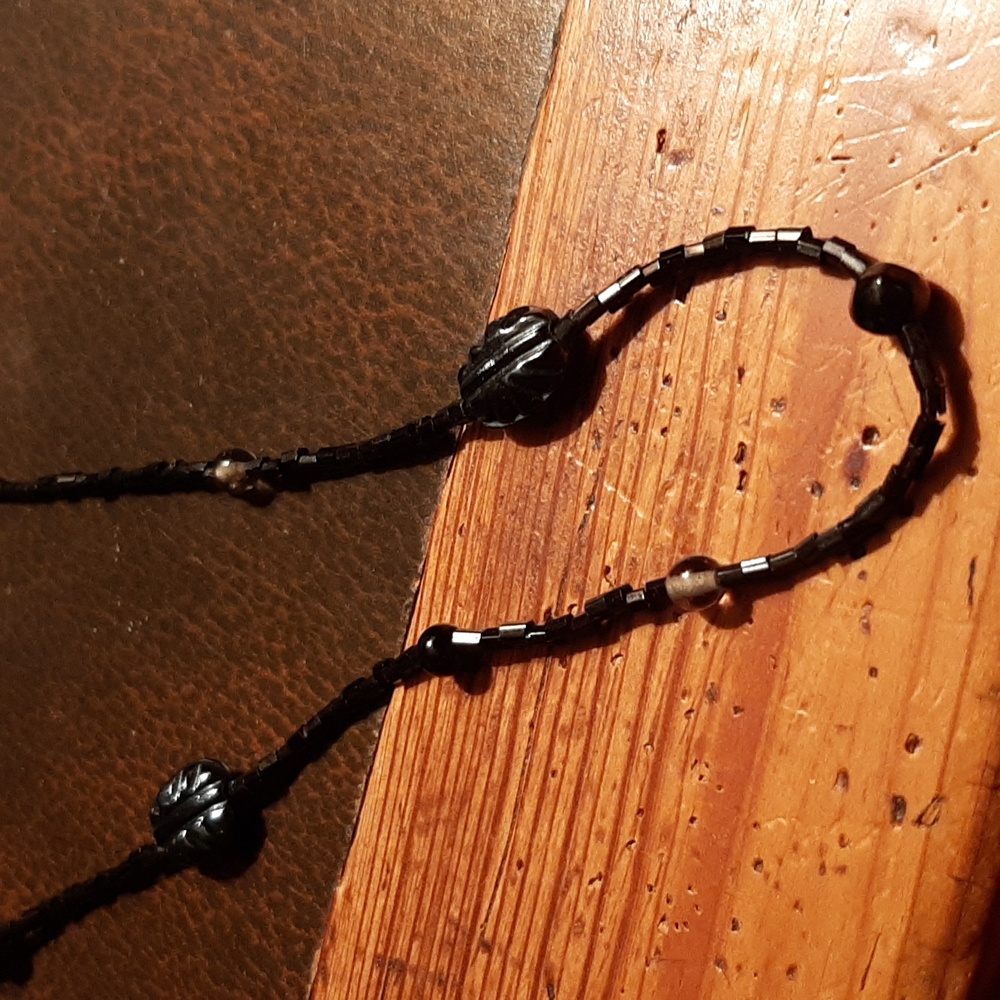 3 Piece Beaded Black 4 Strand Necklace with Matching Drop Pierced Earrin… - Picture 9 of 11